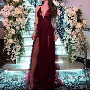 Luxxel Deep Red Prom Dress